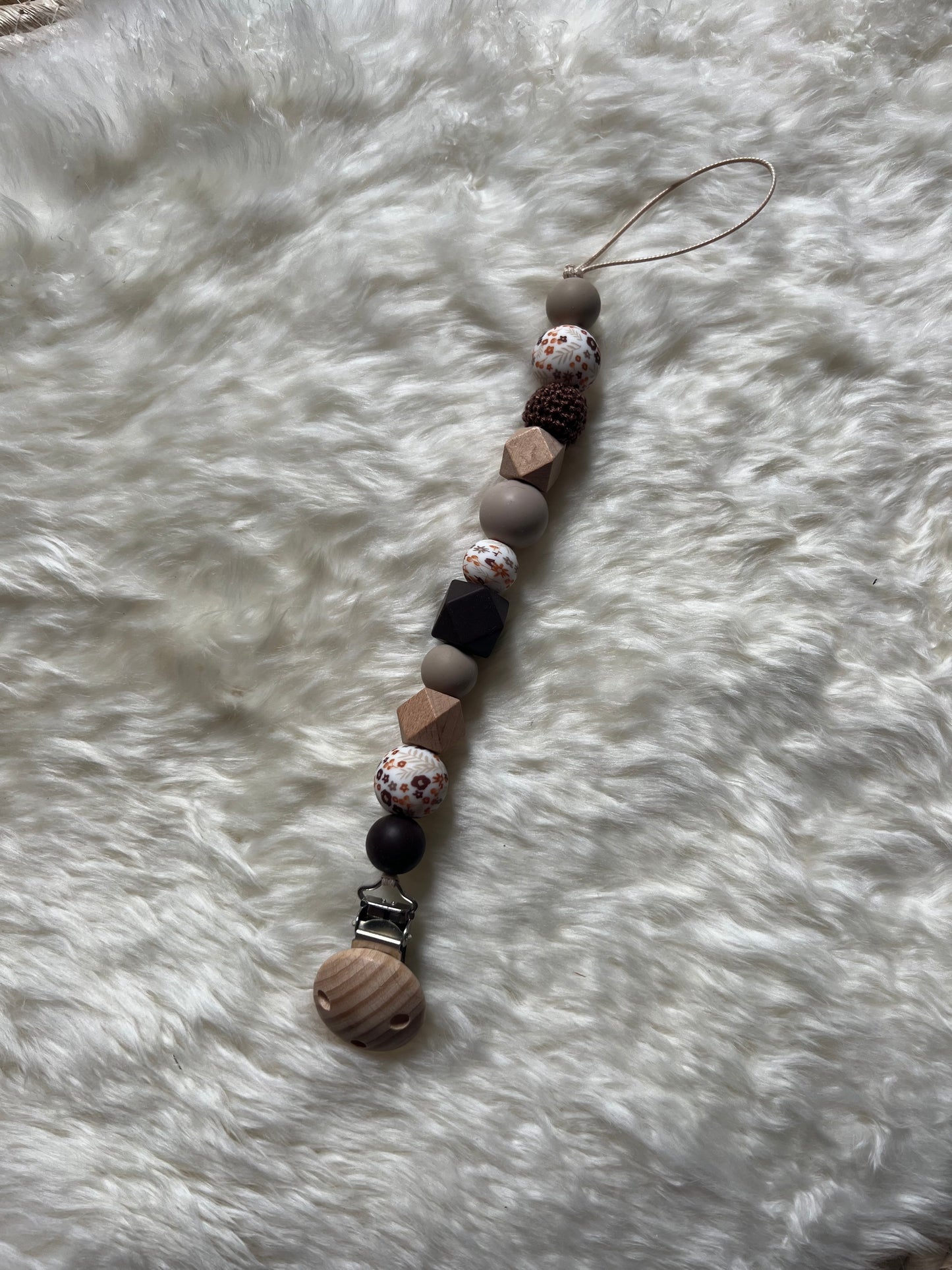 Speenkoord Bloemetjes Bruin