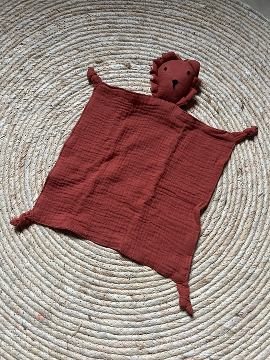 Knuffeldoekje Leeuw Terracotta